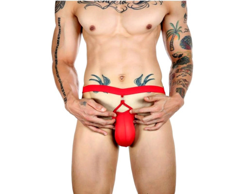 Красные сексуальные трусы-джоки на тонких ремешках