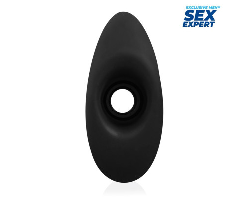 Черный рельефный анальный стимулятор-тоннель - 15,5 см.