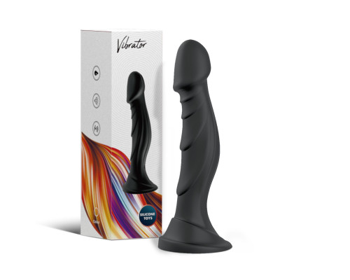 Черный анальный вибромассажер-реалистик - 19 см.