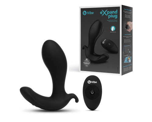 Черный анальный стимулятор с расширением и вибрацией Expand Plug - 10,5 см.