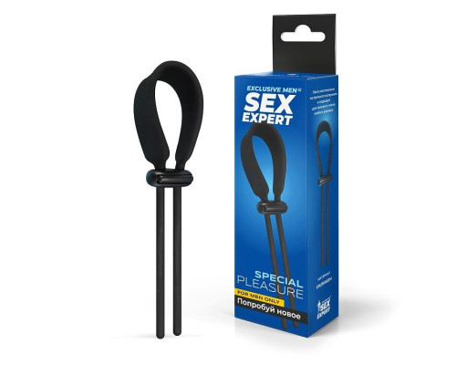 Черный ремень-лассо для усиления эрекции