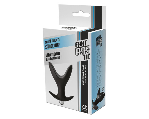 Черная анальная пробка Vibrating Anal Anchor Plug - 10 см.