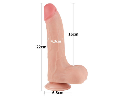 Телесный фаллоимитатор 8.5 Sliding Skin Dual Layer Dong - 22 см.