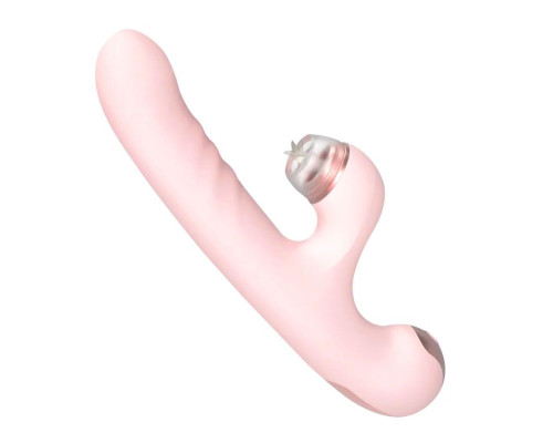 Розовый двусторонний вибромассажер DJ Sona - 23,2 см.