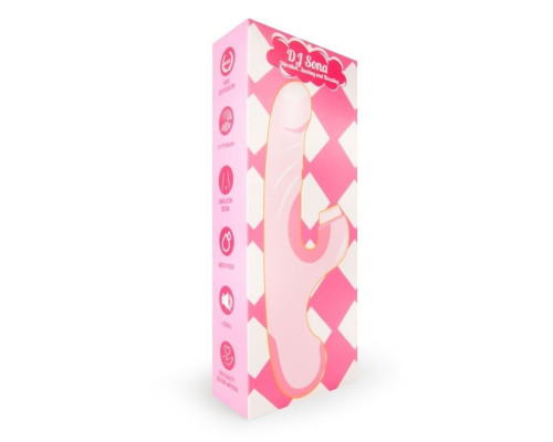 Розовый двусторонний вибромассажер DJ Sona - 23,2 см.