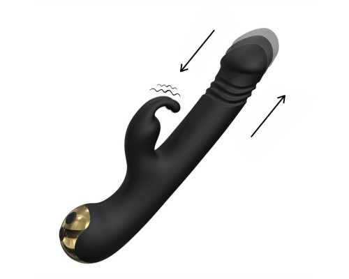 Черный вибромассажер-кролик Happy Rabbi - 22,5 см.