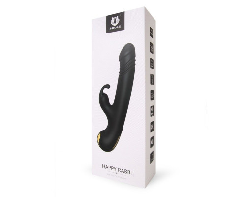 Черный вибромассажер-кролик Happy Rabbi - 22,5 см.