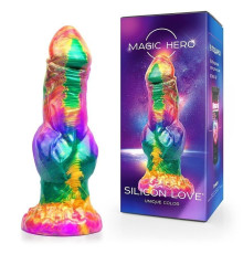 Разноцветный фантазийный фаллоимитатор на присоске - 24 см.