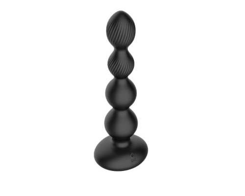 Черная анальная виброцепочка с ротацией и пультом ДУ - 17,7 см.