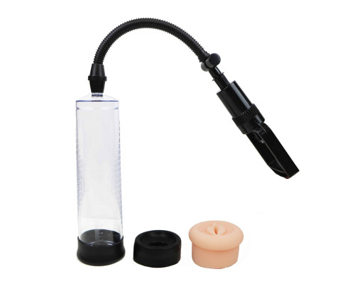 Прозрачная вакуумная помпа для пениса с 3 насадками Intern