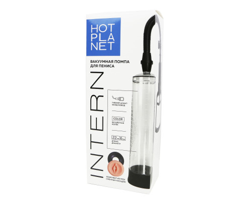 Прозрачная вакуумная помпа для пениса с 3 насадками Intern