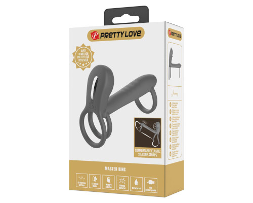 Серая насадка на пенис с 12 режимами вибрации