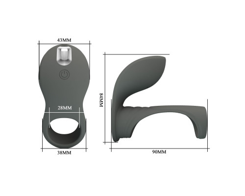 Серая насадка для пениса с вибростимуляцией