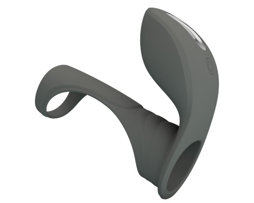 Серая насадка для пениса с вибростимуляцией