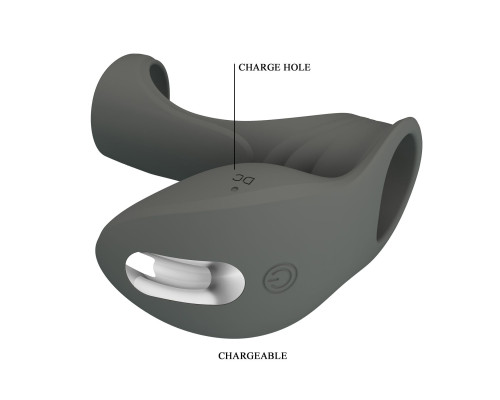 Серая насадка для пениса с вибростимуляцией