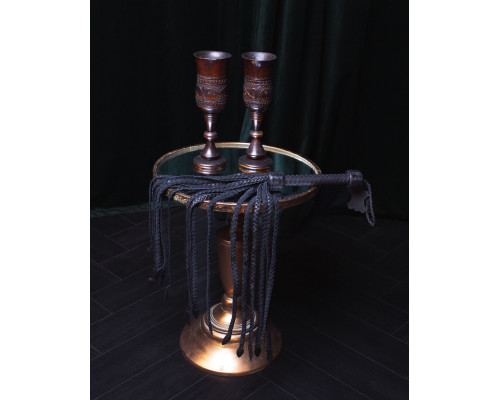 Черный плетёный флоггер Scandal из натуральной кожи - 78 см.