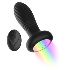 Черная анальная пробка с вибрацией и LED-подсветкой - 11,9 см.