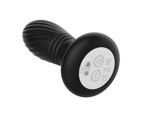 Черная анальная пробка с вибрацией и LED-подсветкой - 11,9 см.