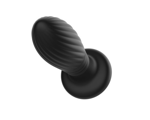 Черная анальная пробка с вибрацией и LED-подсветкой - 11,9 см.