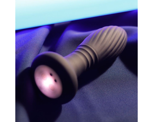 Черная анальная пробка с вибрацией и LED-подсветкой - 11,9 см.