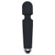 Черный перезаряжаемый wand-вибратор - 20 см.