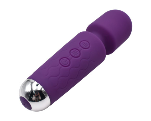 Фиолетовый перезаряжаемый мини-wand вибратор - 16 см.