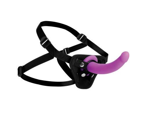 Лиловый поясной страпон Navigator Silicone G-Spot Dildo with Harness - 17,8 см.