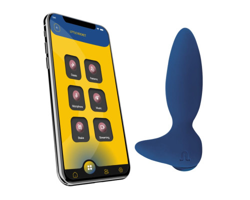 Синий анальный вибратор Little Rocket II + APP