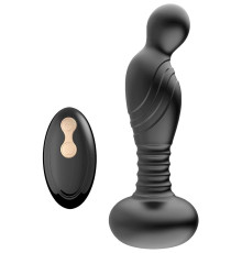 Черный массажер простаты с вибрацей и возвратно-поступательными движениями