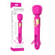 Розовый двусторонний wand-вибратор с функцией фингеринга - 26 см.