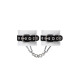 Бело-черные кожаные наручники с одним ремешком с люверсами