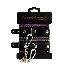 Черно-фиолетовые скругленные наручники с мягкой подкладкой