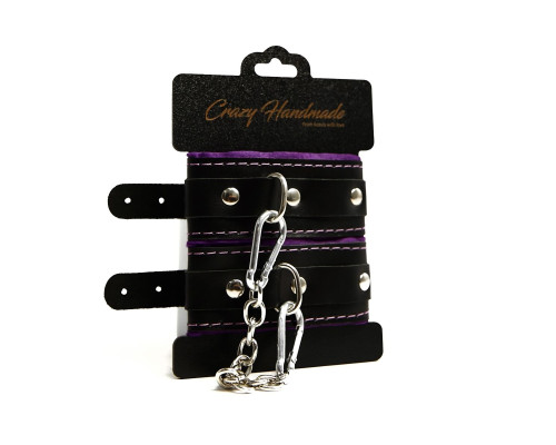 Черно-фиолетовые скругленные наручники с мягкой подкладкой