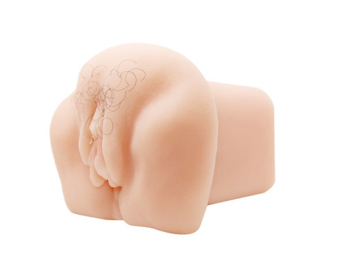 Телесный мастурбатор-вагина с оволосением и вибрацией