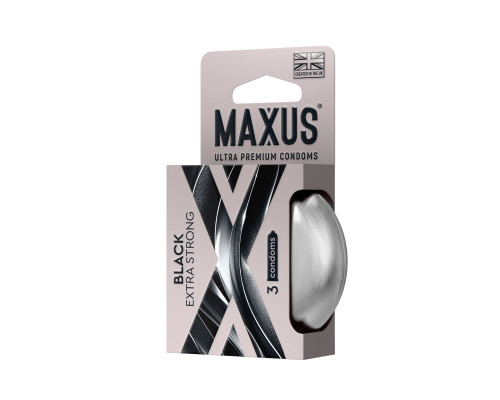 Черные утолщенные презервативы MAXUS Extra Strong с железным кейсом - 3 шт.