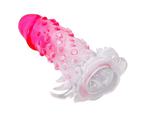 Прозрачно-розовая насадка на пенис Wilford - 13,5 см.