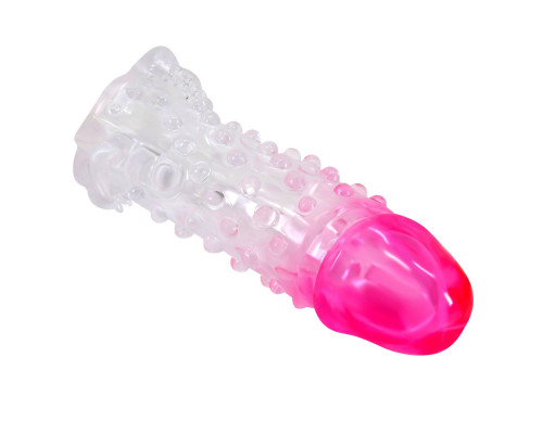 Прозрачно-розовая насадка на пенис Wilford - 13,5 см.