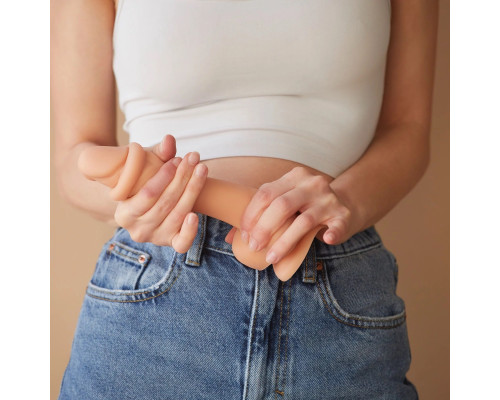 Телесный фаллоимитатор Sliding Skin Realistic Dildo XXL с подвижной кожей - 20 см.