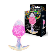 Розоватая анальная пробка со спиралевидным рельефом - 9 см.