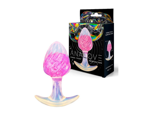 Розоватая анальная пробка со спиралевидным рельефом - 9 см.