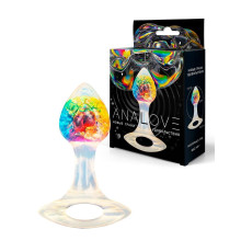 Яркая анальная пробка с ручкой - 8,5 см.