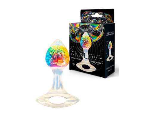 Яркая анальная пробка с ручкой - 8,5 см.