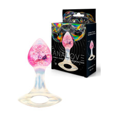 Розоватая анальная пробка с ручкой - 8,5 см.