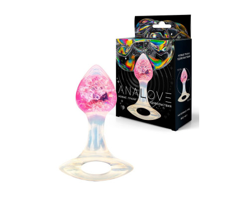 Розоватая анальная пробка с ручкой - 8,5 см.