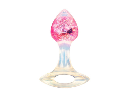 Розоватая анальная пробка с ручкой - 8,5 см.