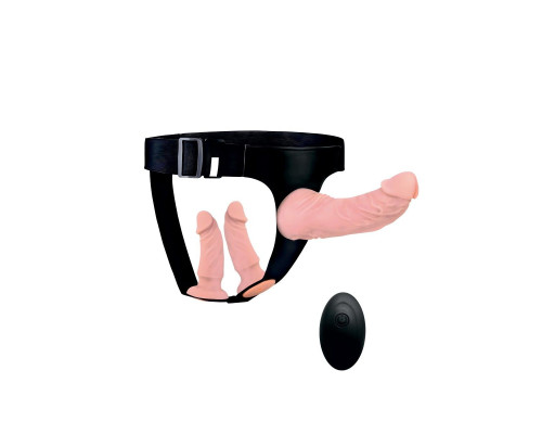 Женский страпон с 3 насадками и вибрацией