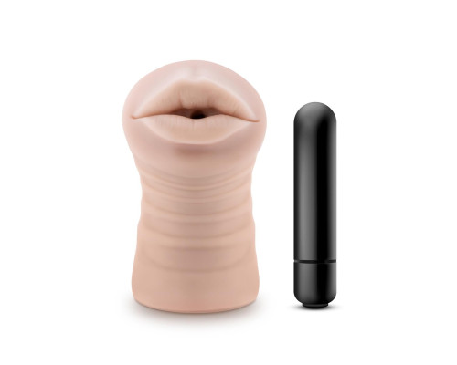 Телесный мастурбатор-ротик Nicole Vibrating Masturbator