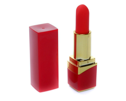 Красный мини-вибратор в форме помады