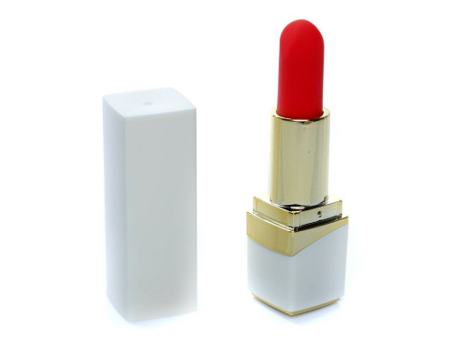 Белый мини-вибратор в форме помады