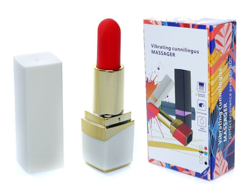 Белый мини-вибратор в форме помады